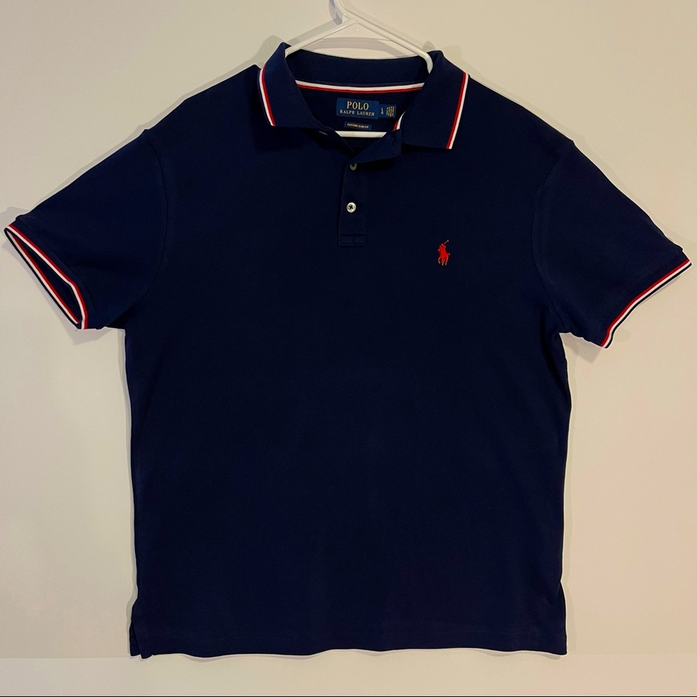 Polo Ralph Lauren Slim Fit Men’s Navy White & Red Pony Polo Shirt 🏇👕🔥